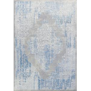 Alfombra vintage oriental marfil/azul/gris 200x275