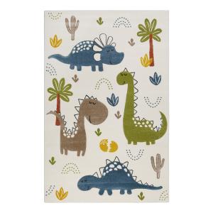 Alfombraredonda infantil con diseño de dinosaurios beige ø1…