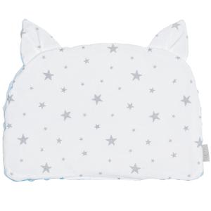 Almohada-cojín plano reversible azul gatito, stella