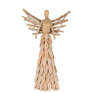 Ángel   bufanda rama madera natural alt. 58 cm
