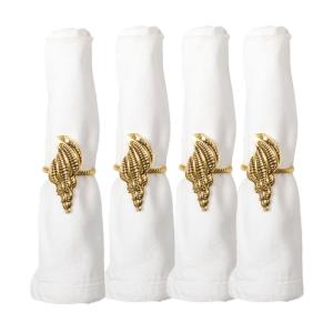 Anillos de servilleta conchas doradas - lote de 4