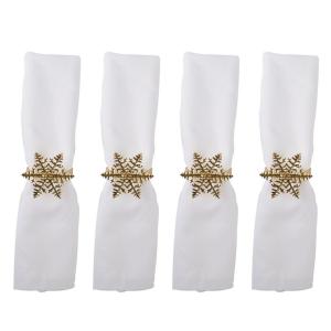 Anillos de servilleta copo de nieve dorado - set de 4