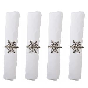 Anillos de servilleta copo de nieve plateado - set de 4