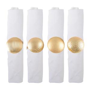 Anillos de servilleta de botones dorados mate - set de 4