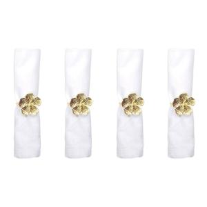 Anillos de servilleta flor dorada - set de 4