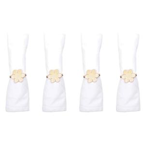 Anillos de servilleta flores rosas y doradas - set de 4