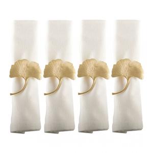 Anillos de servilleta ginkgo dorados - set de 4
