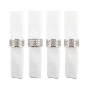 Anillos de servilleta plateados con pequeños diamantes - se…