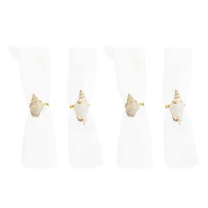 Anillos para servilletas con conchas blancas - set de 4