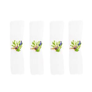 Anillos para servilletas coral con peces - set de 4