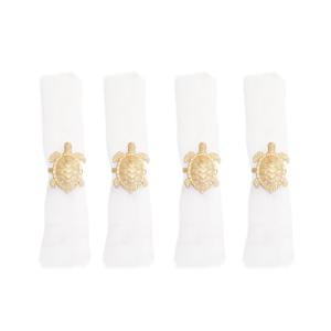 Anillos para servilletas tortugas doradas - set de 4