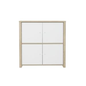 Aparador de 4 puertas l.100 cm - efecto blanco y madera