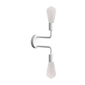 Aplique con doble extensión curvada metal blanco