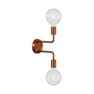 Aplique con doble extensión curvada, metal cobrizo satinado
