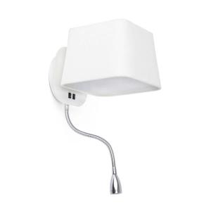 Aplique con luz de lectura led en metal blanco 45cm