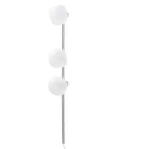 Aplique de 3 globos ovalados de vidrio blanco y metal