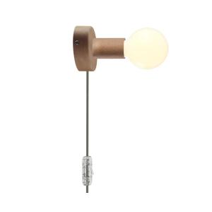 Aplique de madera con cable textil verde