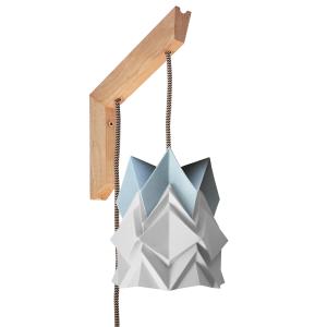 Aplique de madera y pantalla origami pequeña blanca y gris…
