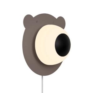 Aplique de pared de metal marrón con forma de oso