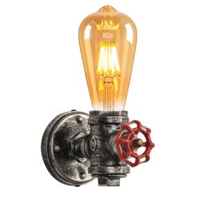 Aplique de pared estilo steampunk con tubo dorado e27