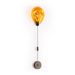Aplique de pared globo amarillo arrugado led 8w con cable