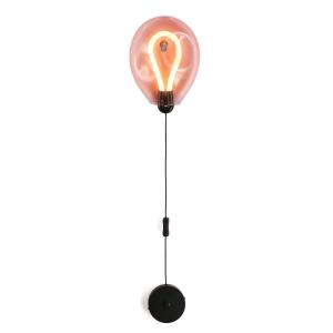 Aplique de pared globo rosa arrugado led 8w con cable