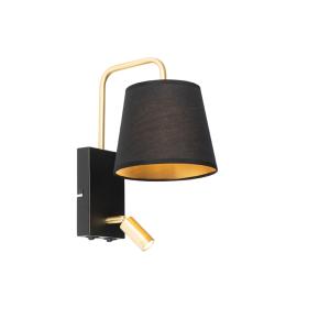 Aplique moderno negro y dorado con lámpara de lectura