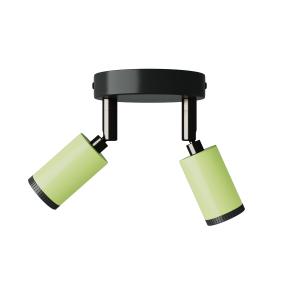Aplique verde con dos focos metálicos