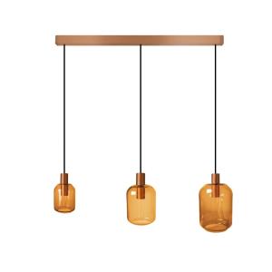 Araña barra metal cobre pantalla àmbar