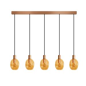 Araña barra metal dorado pantalla àmbar