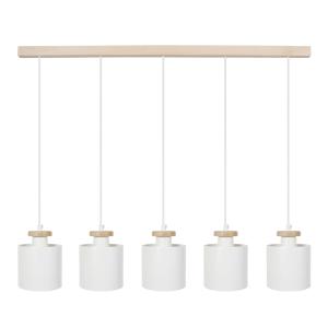 Araña grappe grupo cinco madera natural pantalla blanco