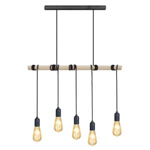 Araña madera natural pantalla bombilla