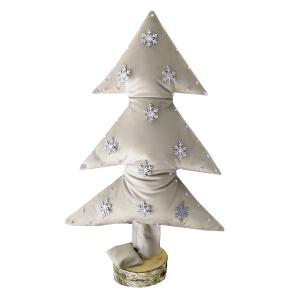 Arbol de navidad luminoso de terciopelo blanco  70cm