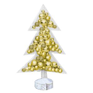 Árbol de navidad transparente con bolas de navidad oro 70cm