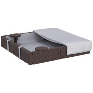 Arenero para niños 119x119x22 cm marrón oscuro