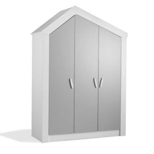 Armario 3 puertas aglomerado blanco y gris 207x150x58cm