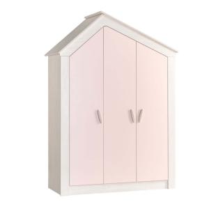 Armario 3 puertas aglomerado rosa 207x150x58cm