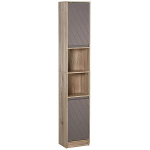 Armario alto de baño 30x24x170 cm roble y gris