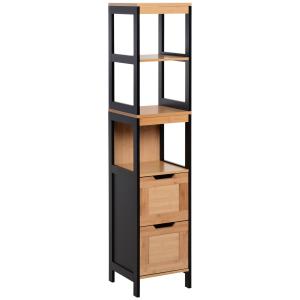Armario alto para baño 30x30x144,3 cm negro, bambú