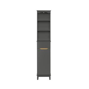 Armario alto para baño con 3 estantes 1 puerta y 1 cajón