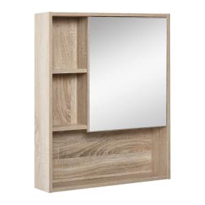 Armario con espejo 60x15x76 cm grano de roble