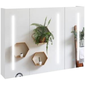 Armario con espejo 90x15x70 cm blanco brillante
