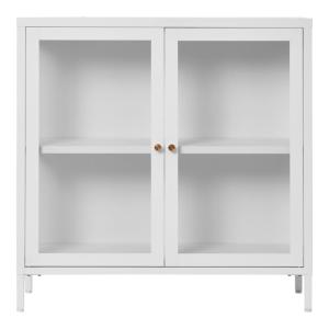 Armario de almacenaje 2 puertas cristal y metal blanco 80x8…