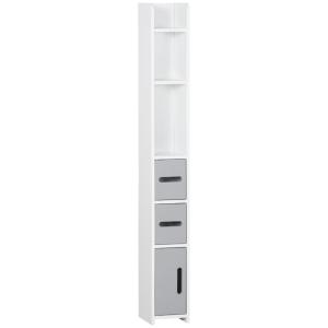 Armario de baño 15x17x120 cm blanco y gris