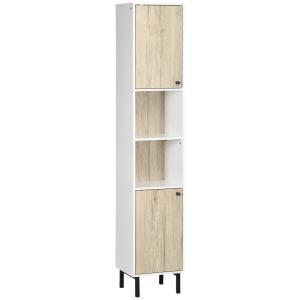 Armario de baño 31.5x30x169 cm blanco y roble