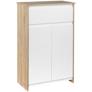 Armario de baño 60x30x90 cm blanco y natural