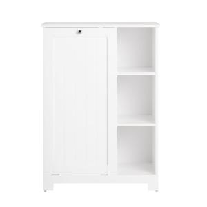 Armario de baño con 1 cesto para colada y 3 estantes mdf bl…