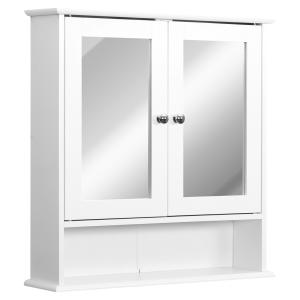 Armario de baño con espejo de pared 56x13x58cm blanco