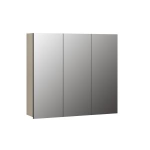 Armario de baño con espejo y 3 puertas l90 cm - gris