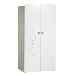 Armario de bebé de 2 puertas 175x85x56cm en melamina blanca